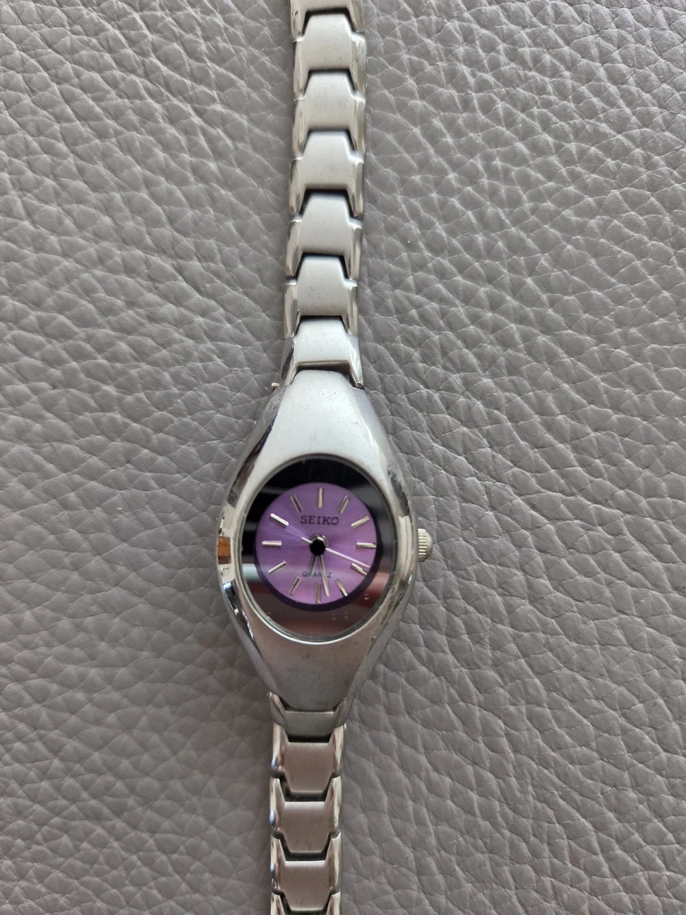 Seiko Women's Silver Bracelet Watch with Purple Dial